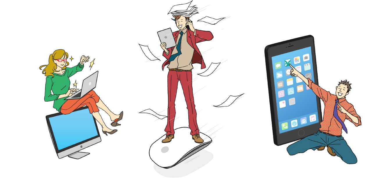 業務ソリューション事業・オリジナルソフト開発事業・モバイルソリューション事業イメージ